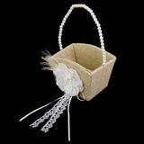 Maxbell 2pcs Wedding Party Vintage Rustic Hessian Burlap Flower Girl Basket