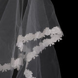 Maxbell Charming Elegant Wedding Bridal Veil with Flower Edge