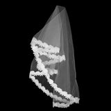 Maxbell Charming Elegant Wedding Bridal Veil with Flower Edge