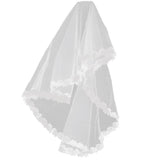 Maxbell Charming Elegant Wedding Bridal Veil with Flower Edge