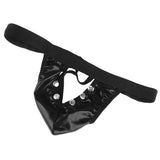 Maxbell Men Imitation Leather G-string Thong Trunks Underwear Jockstrap T-back Black