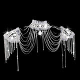 Wedding Bridal Crystal Rhinestone Silver Shoulder Chain Necklace Jewelry