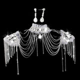Wedding Bridal Crystal Rhinestone Silver Shoulder Chain Necklace Jewelry