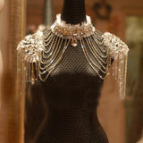 Wedding Bridal Crystal Rhinestone Silver Shoulder Chain Necklace Jewelry