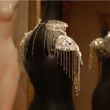 Wedding Bridal Crystal Rhinestone Silver Shoulder Chain Necklace Jewelry