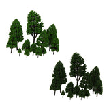 Maxbell 7x12pcs Poplar Trees Model Light Green Leaves 2.5-16cm 1:500-1:50
