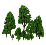 Maxbell 8x12pcs Poplar Trees Model Light Green Leaves 2.5-16cm 1:500-1:50