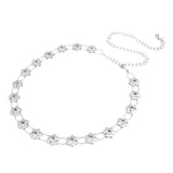 Maxbell Sliver Crystal Alloy Flower Beads Ladies Waist Chain/Charm Belt
