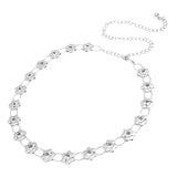 Maxbell Sliver Crystal Alloy Flower Beads Ladies Waist Chain/Charm Belt