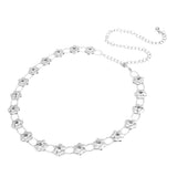 Maxbell Sliver Crystal Alloy Flower Beads Ladies Waist Chain/Charm Belt