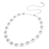 Maxbell Sliver Crystal Alloy Flower Beads Ladies Waist Chain/Charm Belt