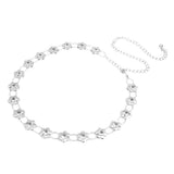 Maxbell Sliver Crystal Alloy Flower Beads Ladies Waist Chain/Charm Belt