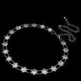 Maxbell Sliver Crystal Alloy Flower Beads Ladies Waist Chain/Charm Belt