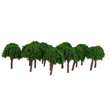 Maxbell 25x50pcs 3cm Scenery Landscape Train Model Trees Light Green Scale 1/500