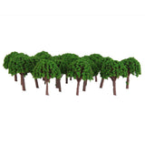 Maxbell 25x50pcs 3cm Scenery Landscape Train Model Trees Light Green Scale 1/500