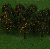Maxbell 10x20pcs Model Train Orange Fruit Trees Garden Street Layout Scale 1/300 4CM
