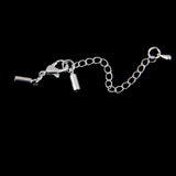 Maxbell 4x Clasp and Clip Ends Set with Extender Chain 12pcs Silve 3mm