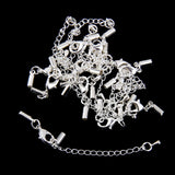 Maxbell 4x Clasp and Clip Ends Set with Extender Chain 12pcs Silve 3mm