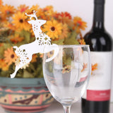 Maxbell 50 Wine Glass Name Place Card Christmas Party Decor Reindeer Shape White