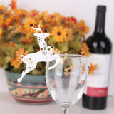 Maxbell 50 Wine Glass Name Place Card Christmas Party Decor Reindeer Shape White