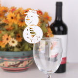 Maxbell 50 x Name Place Card for Wine Glass Wedding Party Laser Cut Snowman Shape