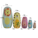 Maxbell 5pcs Hand Painted Wooden Nesting Dolls Animals Russian Dolls