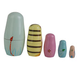 Maxbell 5pcs Hand Painted Wooden Nesting Dolls Animals Russian Dolls