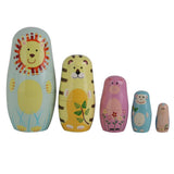 Maxbell 5pcs Hand Painted Wooden Nesting Dolls Animals Russian Dolls