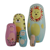 Maxbell 5pcs Hand Painted Wooden Nesting Dolls Animals Russian Dolls