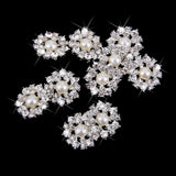 Maxbell 9x10pcs Crystal Faux Pearl Buttons Shank Decoration DIY Craft 22mm Beige
