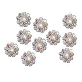 Maxbell 6xCrystal Diamante Pearl Flower Buttons FLATBACK Embellishment G
