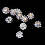 Maxbell 6xCrystal Diamante Pearl Flower Buttons FLATBACK Embellishment G