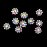 Maxbell 6xCrystal Diamante Pearl Flower Buttons FLATBACK Embellishment G