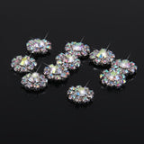 Maxbell 6xCrystal Diamante Pearl Flower Buttons FLATBACK Embellishment G