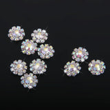 Maxbell 6xCrystal Diamante Pearl Flower Buttons FLATBACK Embellishment G