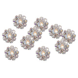 Maxbell 6xCrystal Diamante Pearl Flower Buttons FLATBACK Embellishment G