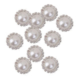 Maxbell 4x10pcs Crystal Faux Pearl Buttons Shank Decoration DIY Craft 21mm White