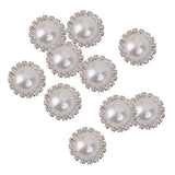 Maxbell 4x10pcs Crystal Faux Pearl Buttons Shank Decoration DIY Craft 21mm White