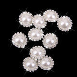 Maxbell 4x10pcs Crystal Faux Pearl Buttons Shank Decoration DIY Craft 21mm White