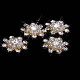 Maxbell 4xCrystal Diamante Pearl Flower Buttons FLATBACK Embellishment H