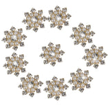 Maxbell 4xCrystal Diamante Pearl Flower Buttons FLATBACK Embellishment H