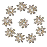 Maxbell 4xCrystal Diamante Pearl Flower Buttons FLATBACK Embellishment H