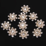 Maxbell 4xCrystal Diamante Pearl Flower Buttons FLATBACK Embellishment H