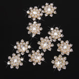 Maxbell 4xCrystal Diamante Pearl Flower Buttons FLATBACK Embellishment H