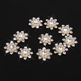 Maxbell 4xCrystal Diamante Pearl Flower Buttons FLATBACK Embellishment H