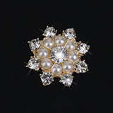 Maxbell 4xCrystal Diamante Pearl Flower Buttons FLATBACK Embellishment H