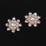 Maxbell 4xCrystal Diamante Pearl Flower Buttons FLATBACK Embellishment H