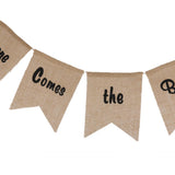 Maxbell Rustic Wedding Burlap Bunting Banner "Here Comes The Bride"+Mr & Mrs Cake Topper