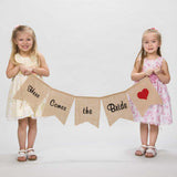 Maxbell Rustic Wedding Burlap Bunting Banner "Here Comes The Bride"+Mr & Mrs Cake Topper