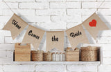 Maxbell Rustic Wedding Burlap Bunting Banner "Here Comes The Bride"+Mr & Mrs Cake Topper
